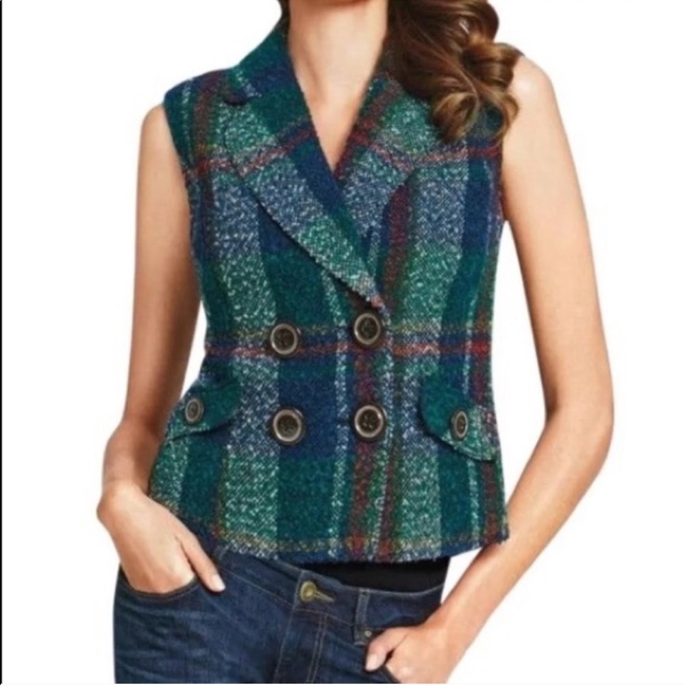Cabi Plaid Double Breasted Vest